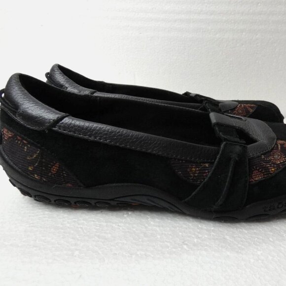 Taos Women's 7 Black Suede Slip On Loafers Arch Support Floral Detail - Picture 9 of 9